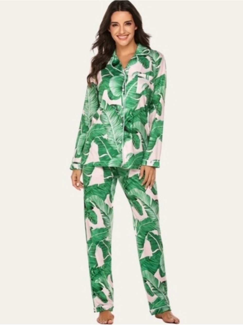 Ekouaer Banana Leaf “The Beverly Hills” Pajama Set - size L